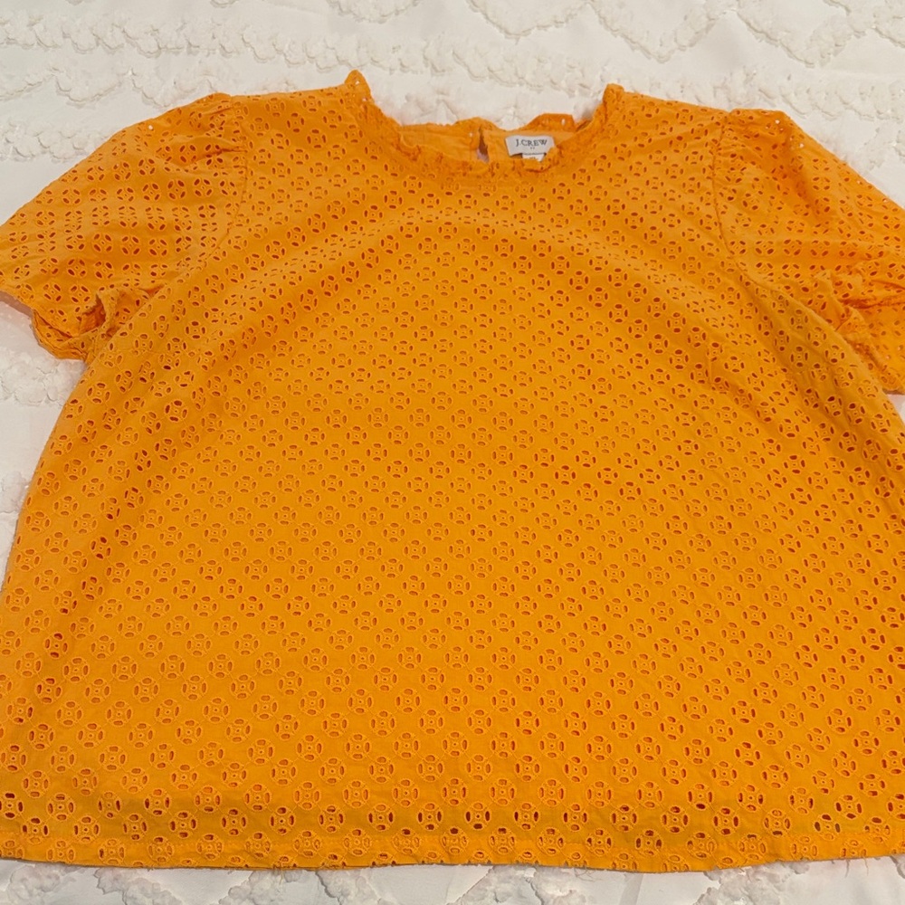 J. Crew Vibrant Orange Eyelet Blouse